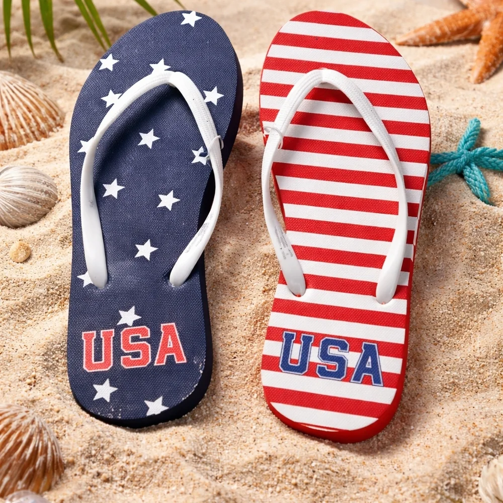 Shade & Shore USA Flip Flops Women’s 11 Patriotic NWT